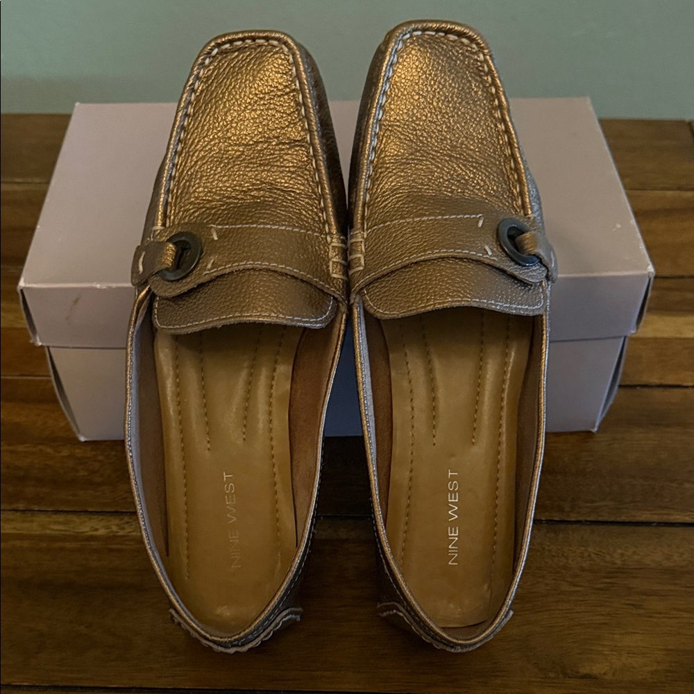 Nine West Shimmering Gold Loafers